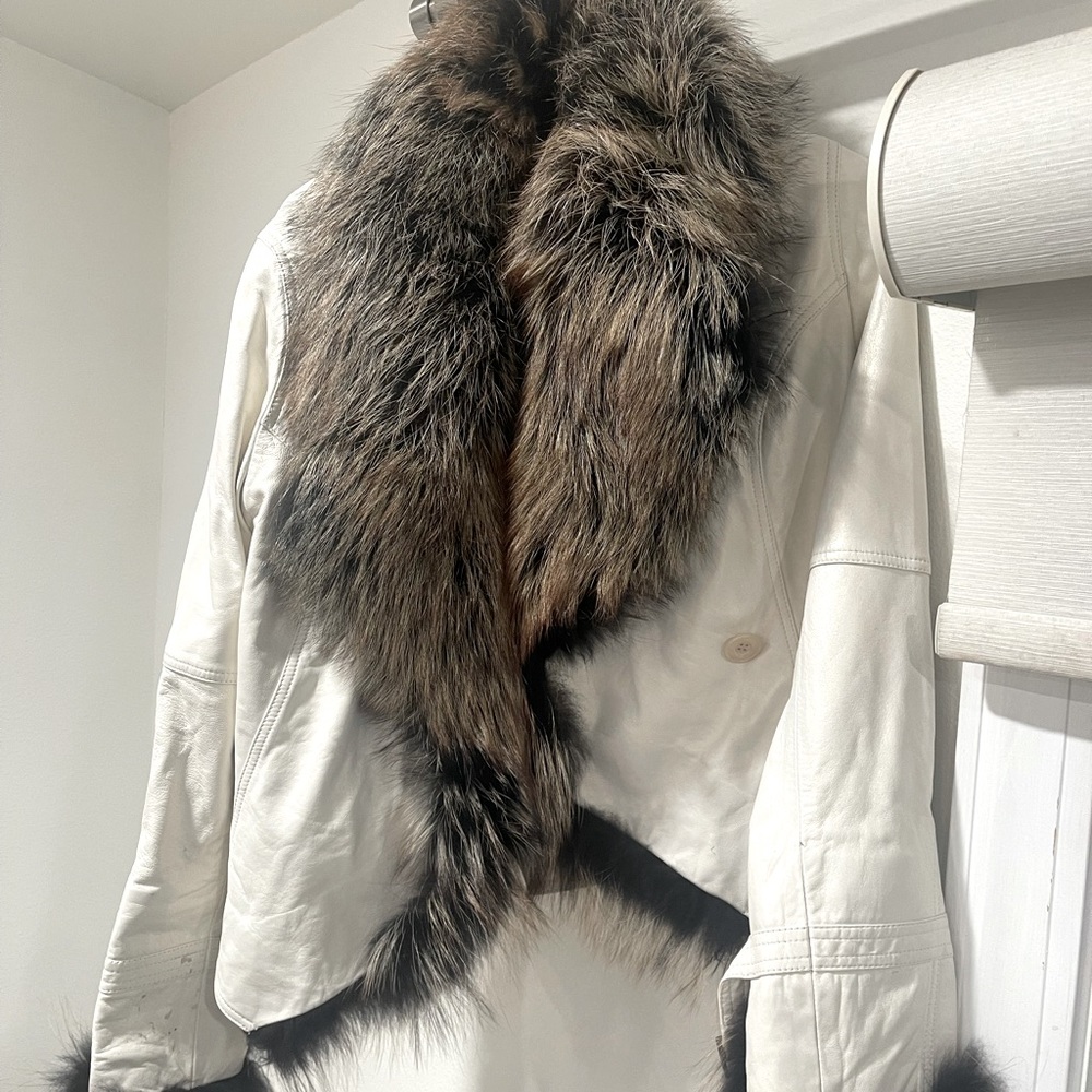 Leather/fur jacket size M